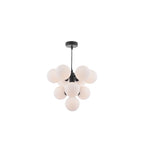 VIN2322-02 Vine 10 Light Pendant Satin Black & Opal Glass