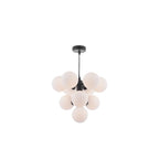 VIN2322-02 Vine 10 Light Pendant Satin Black & Opal Glass