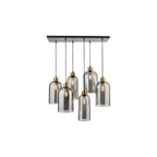 ALM6422 Alma 6 Light Bar Pendant Matt Black Smoked Glass
