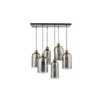 ALM6422 Alma 6 Light Bar Pendant Matt Black Smoked Glass