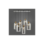 ALM6422 Alma 6 Light Bar Pendant Matt Black Smoked Glass