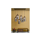 ALM6422 Alma 6 Light Bar Pendant Matt Black Smoked Glass