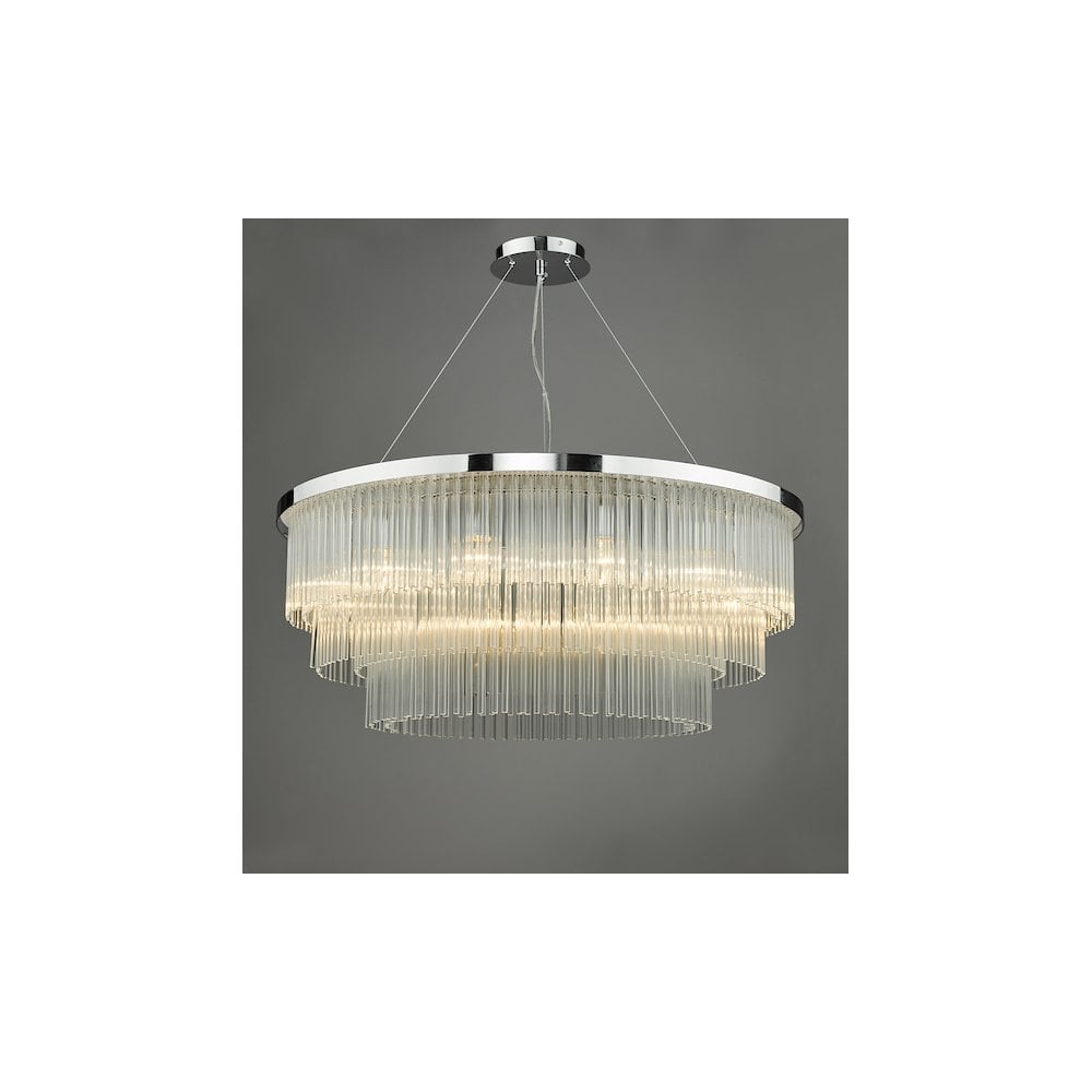 ALP1244 Alpheios 12 Light Chandelier Polished Chrome Glass