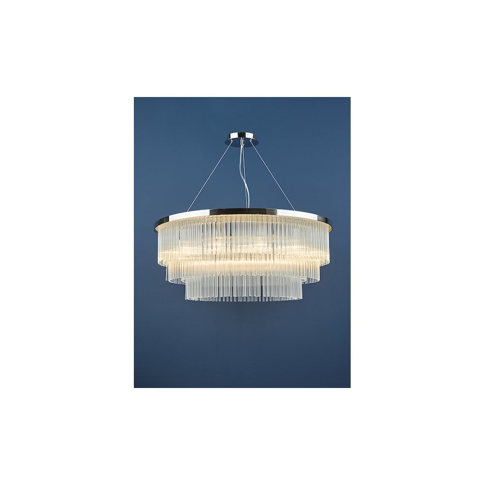 ALP1244 Alpheios 12 Light Chandelier Polished Chrome Glass