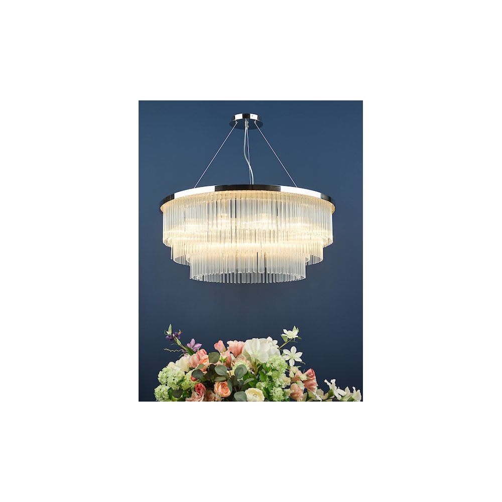 ALP1244 Alpheios 12 Light Chandelier Polished Chrome Glass