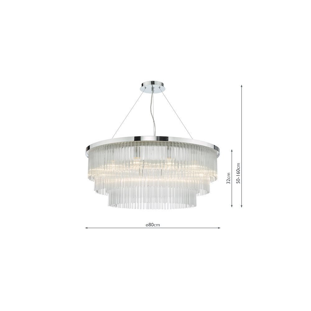 ALP1244 Alpheios 12 Light Chandelier Polished Chrome Glass