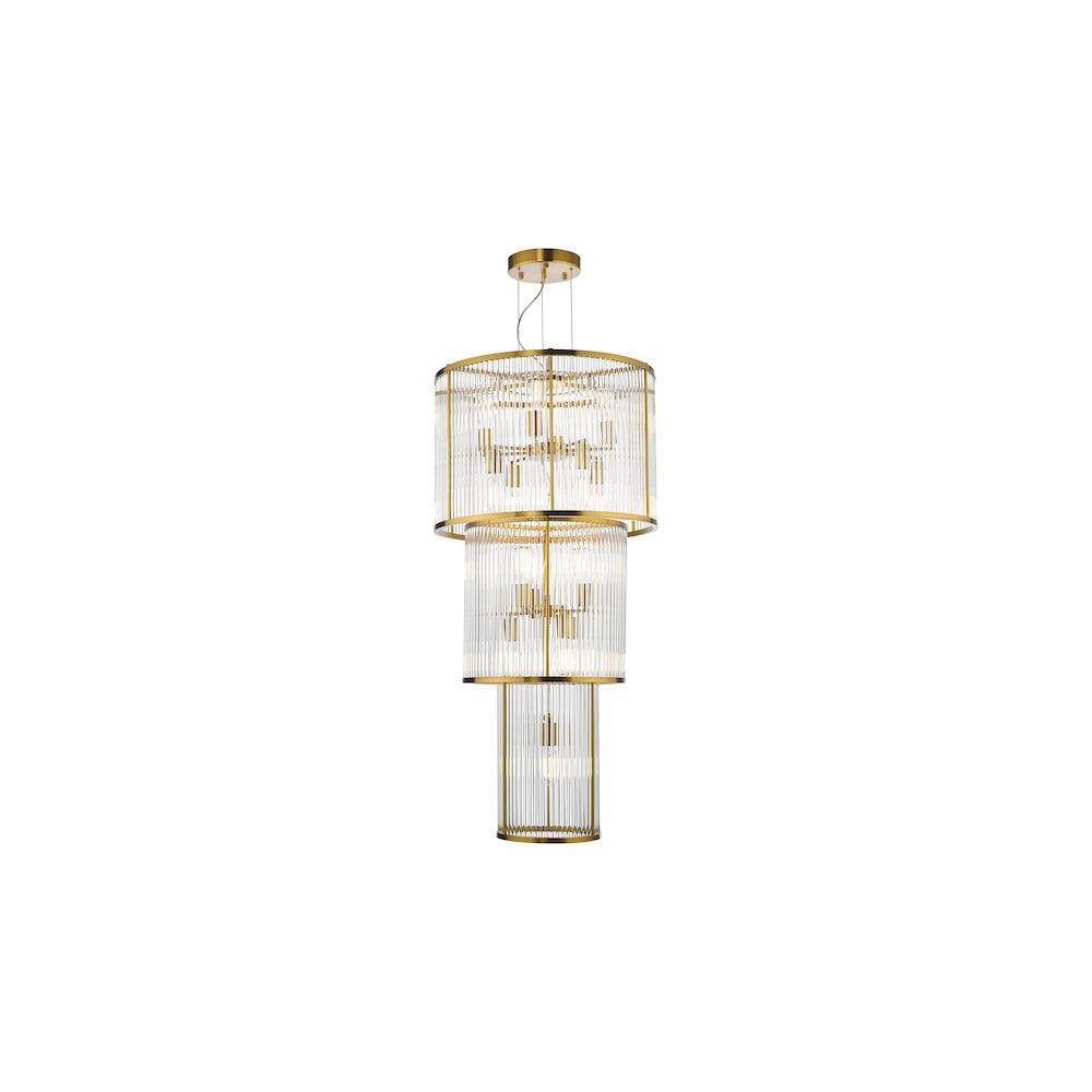 ELE1535 Eleanor 15 Light Chandelier Natural Brass Glass