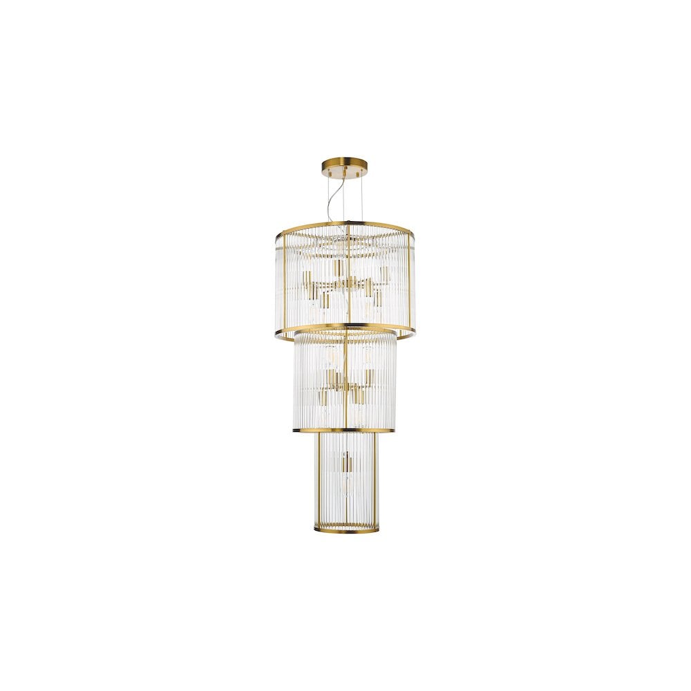 ELE1535 Eleanor 15 Light Chandelier Natural Brass Glass