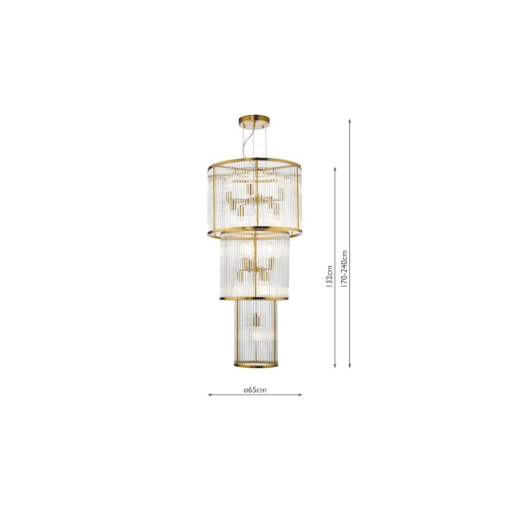 ELE1535 Eleanor 15 Light Chandelier Natural Brass Glass