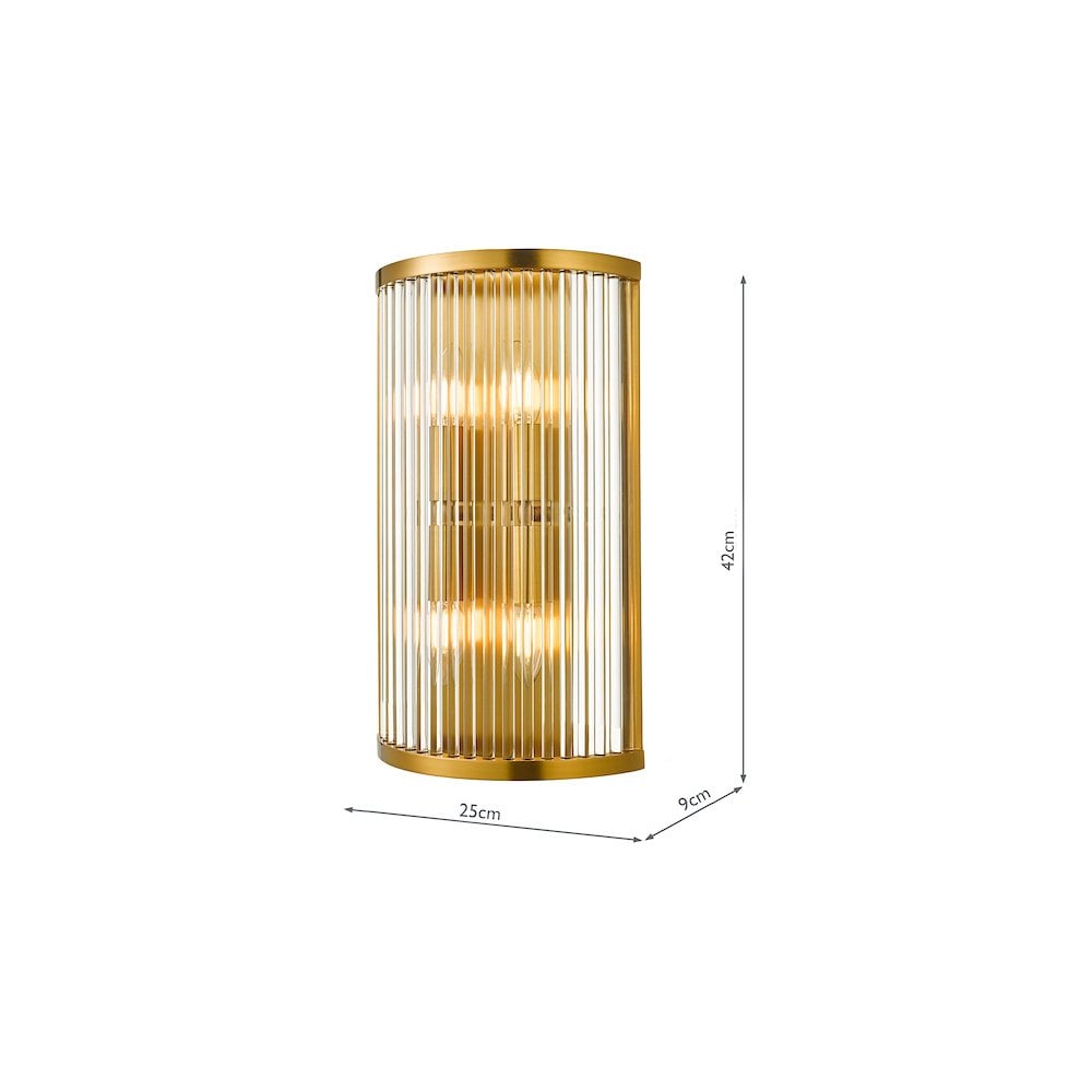 ELE3035 Eleanor 4 Light Wall Light Natural Brass Glass