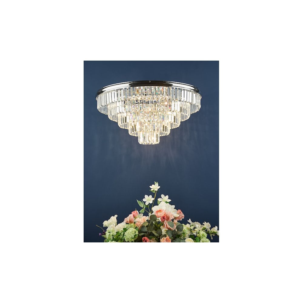 EUL6450 Eulalia 12 Light Flush Polished Chrome Crystal