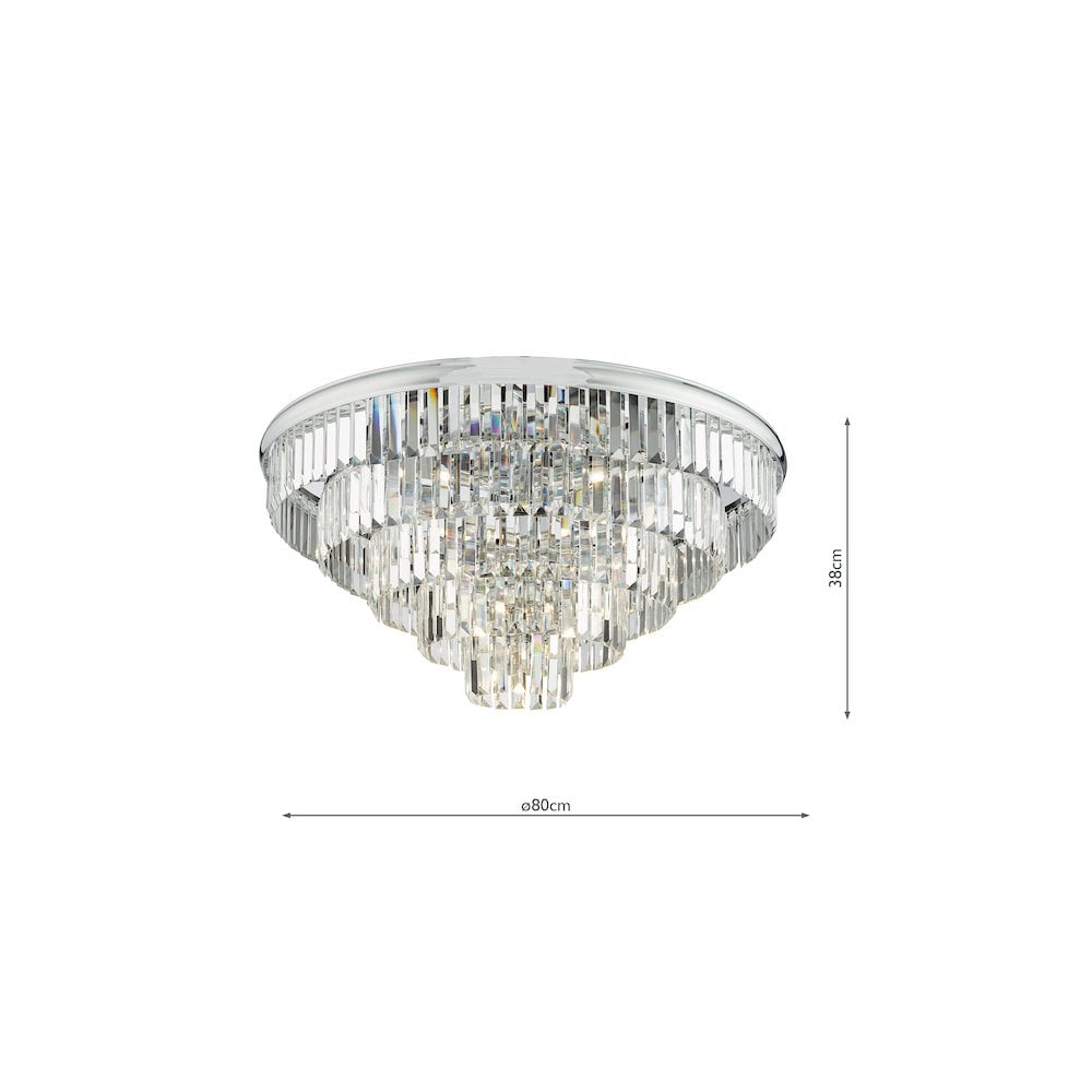 EUL6450 Eulalia 12 Light Flush Polished Chrome Crystal