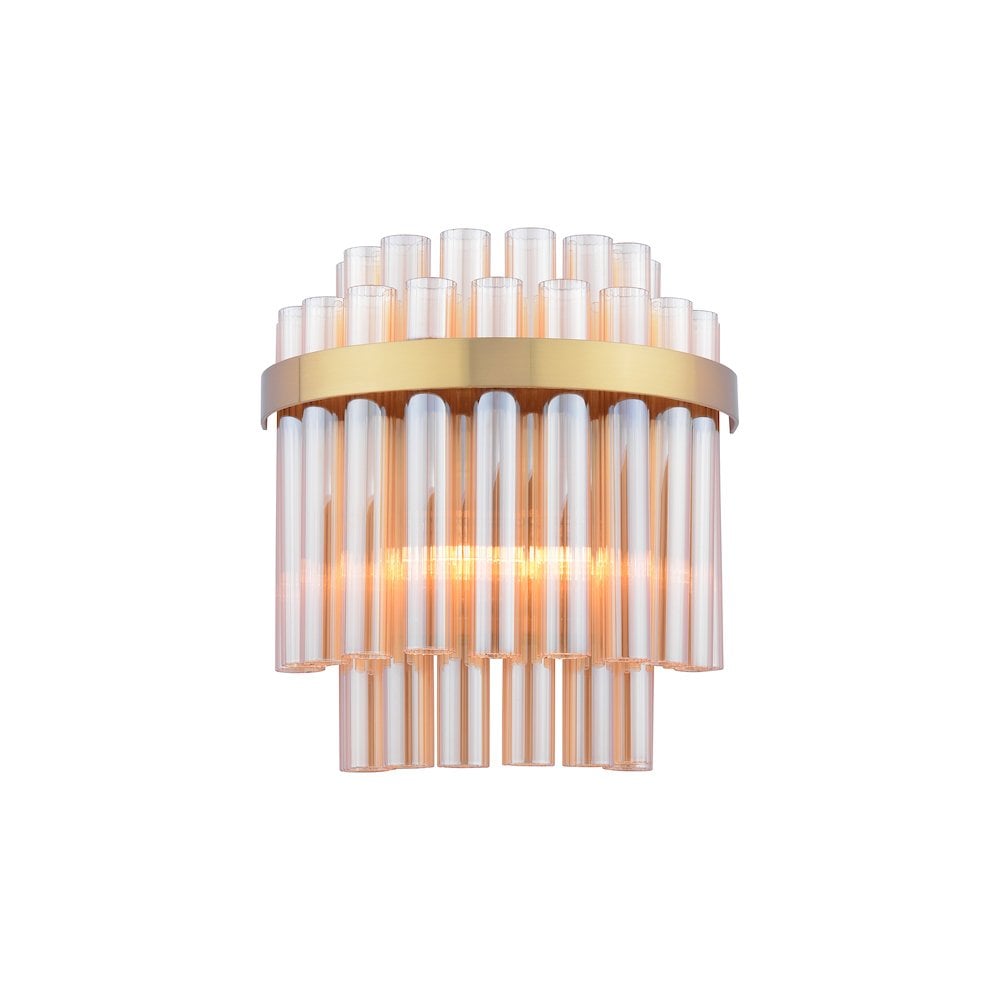 IMA0935 Imani 2 Light Wall Light Natural Brass and Champagne Glass