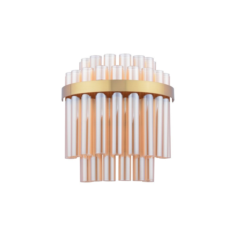 IMA0935 Imani 2 Light Wall Light Natural Brass and Champagne Glass