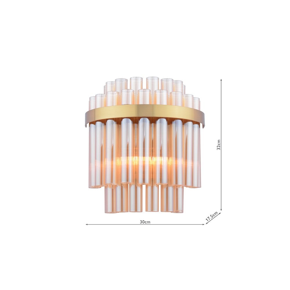 IMA0935 Imani 2 Light Wall Light Natural Brass and Champagne Glass
