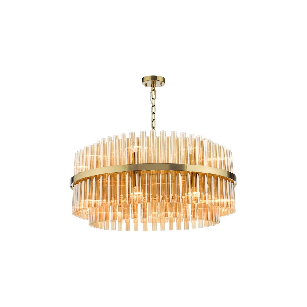 IMA1635 Imani 16 Light Pendant Natural Brass and Champagne Glass