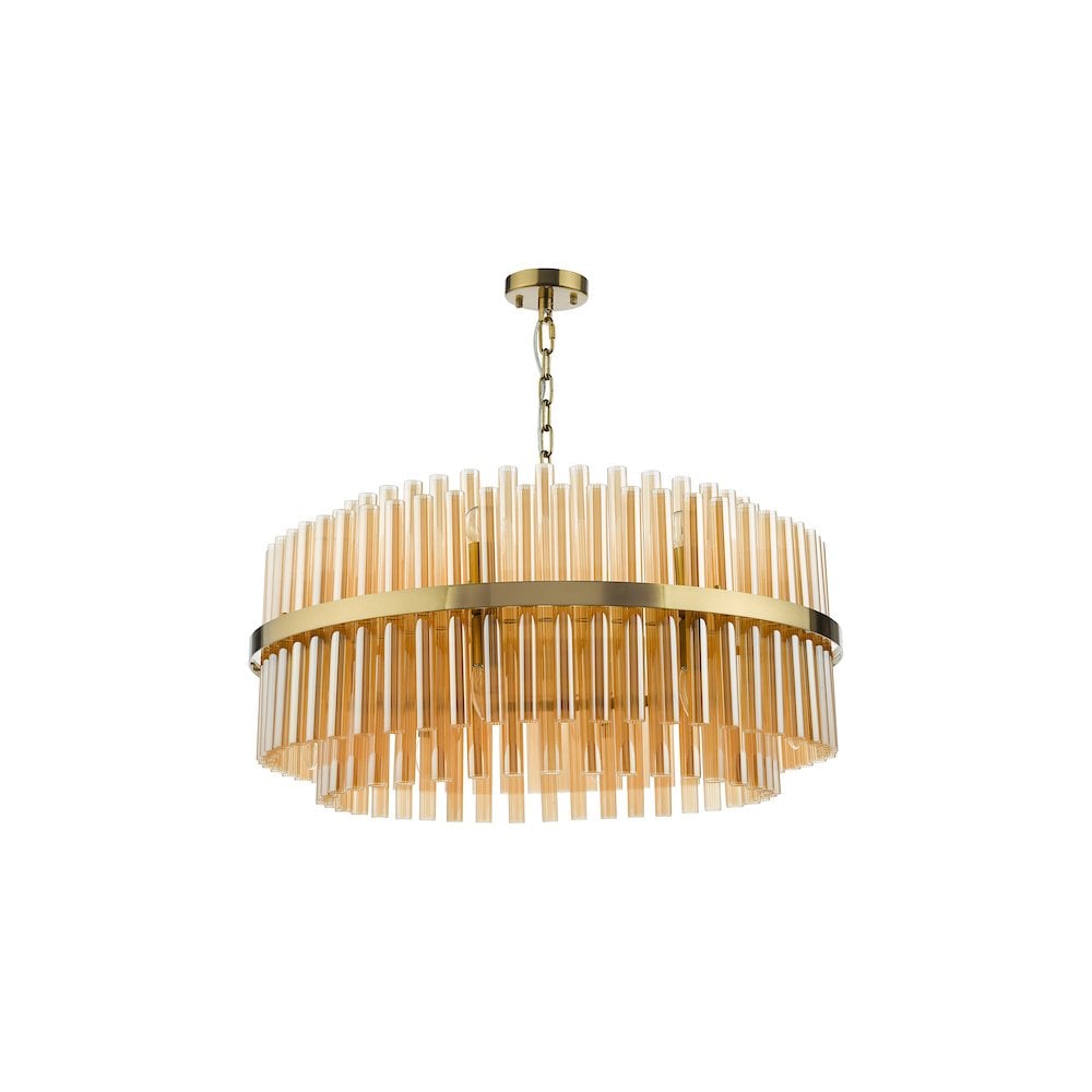 IMA1635 Imani 16 Light Pendant Natural Brass and Champagne Glass