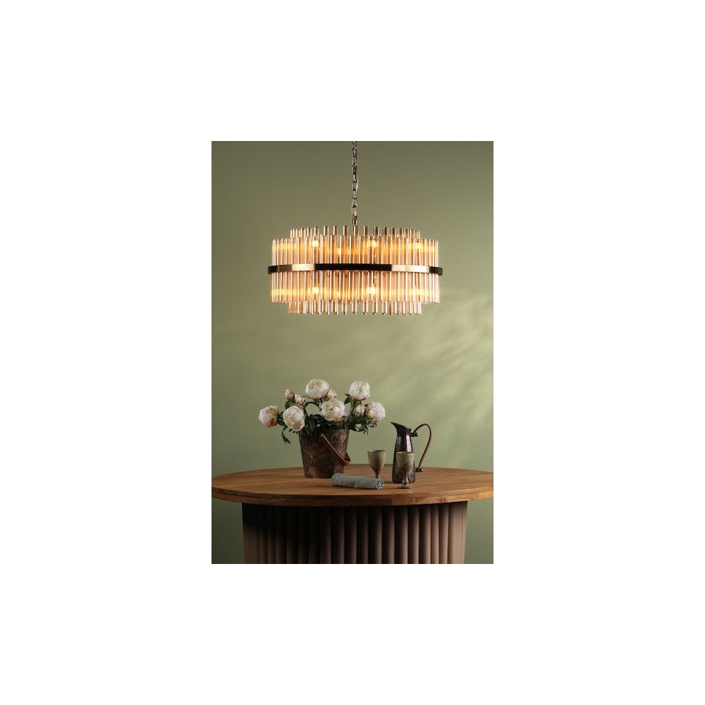 IMA1635 Imani 16 Light Pendant Natural Brass and Champagne Glass