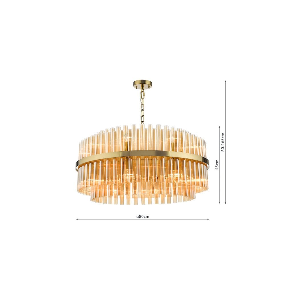 IMA1635 Imani 16 Light Pendant Natural Brass and Champagne Glass
