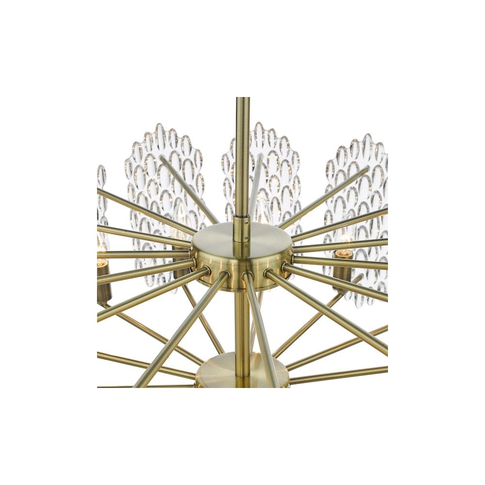 POR1575 Porthos 15 Light Pendant Antique Brass Glass