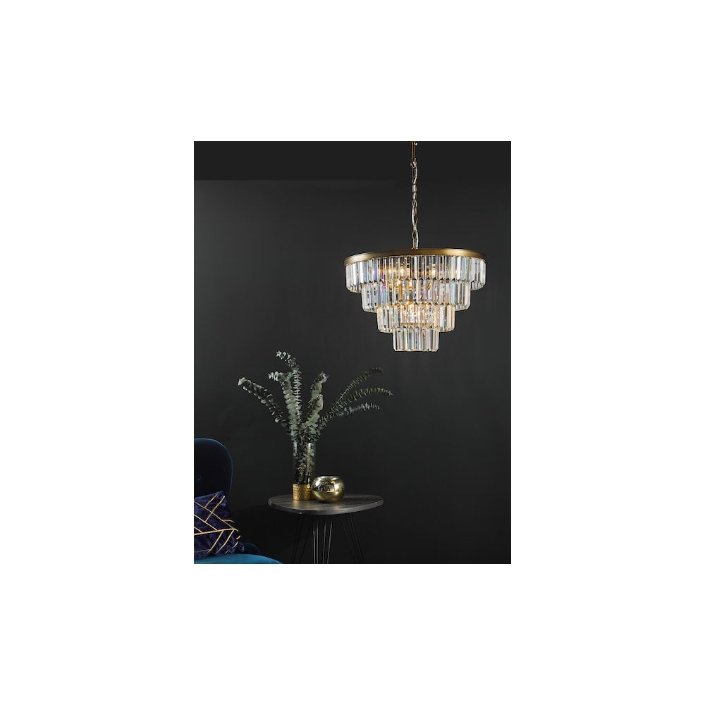 RHA0663 Rhapsody 6 Light Tiered Pendant Crystal and Bronze