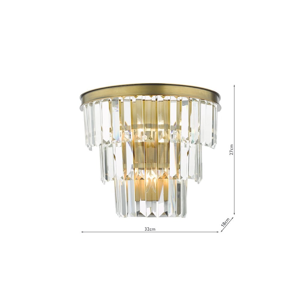 RHA3063 Rhapsody 3 Light Wall Light Crystal and Bronze