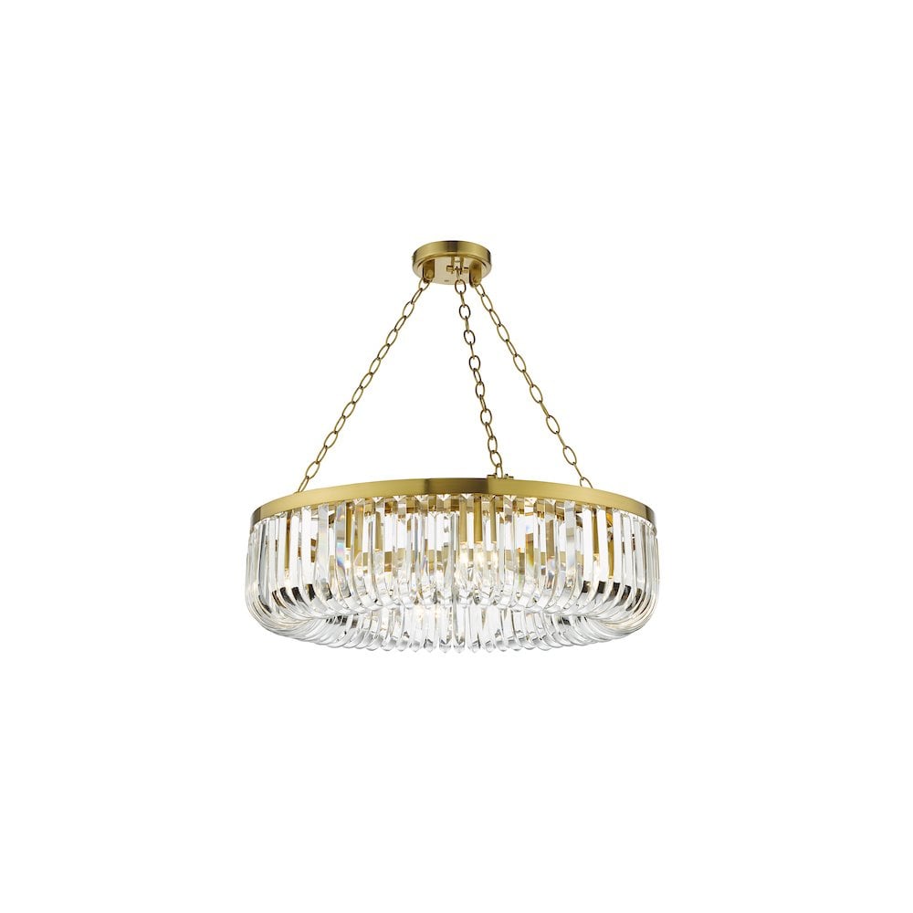 SIG0835 Sigourney 8 Light Pendant Satin Gold and Glass