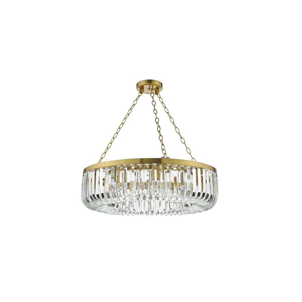 SIG0835 Sigourney 8 Light Pendant Satin Gold and Glass