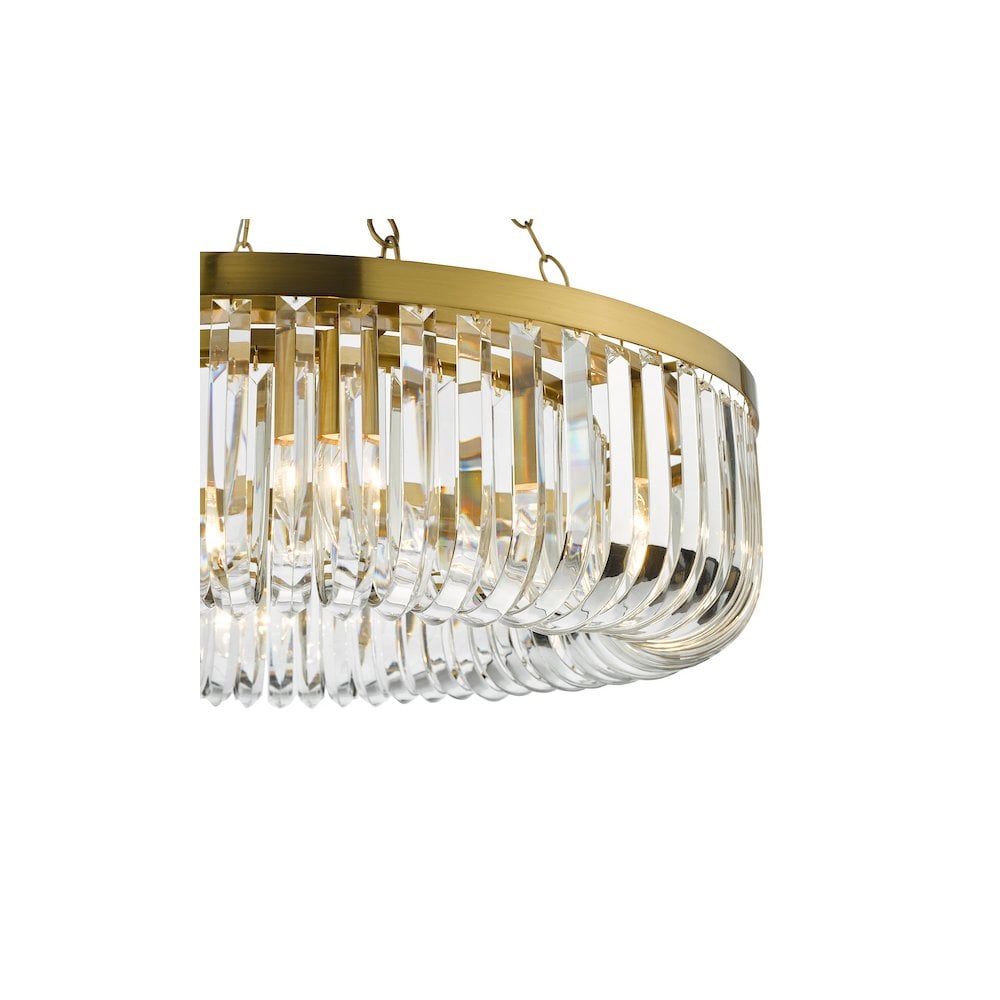 SIG0835 Sigourney 8 Light Pendant Satin Gold and Glass