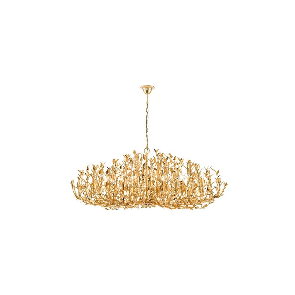 SIL1235 Silvius 12 Light Oval Pendant Gold Leaf