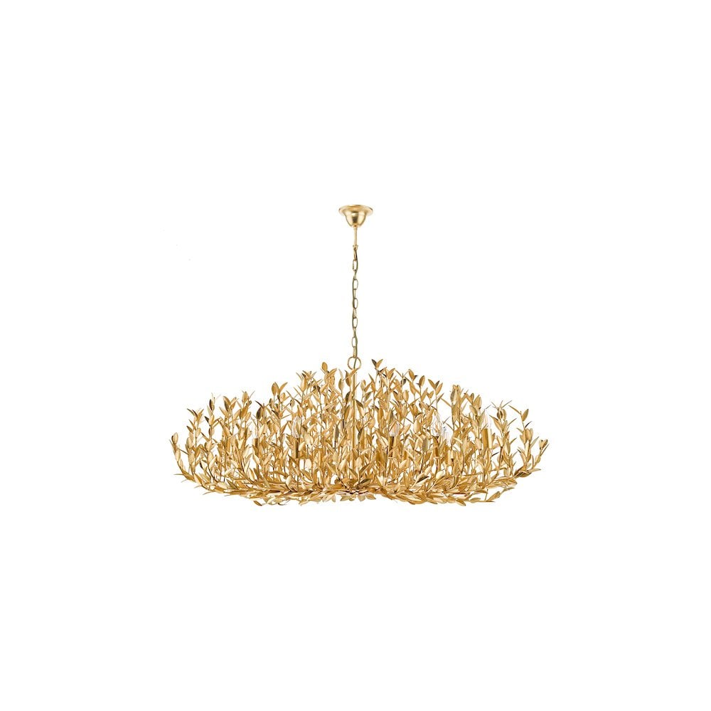 SIL1235 Silvius 12 Light Oval Pendant Gold Leaf