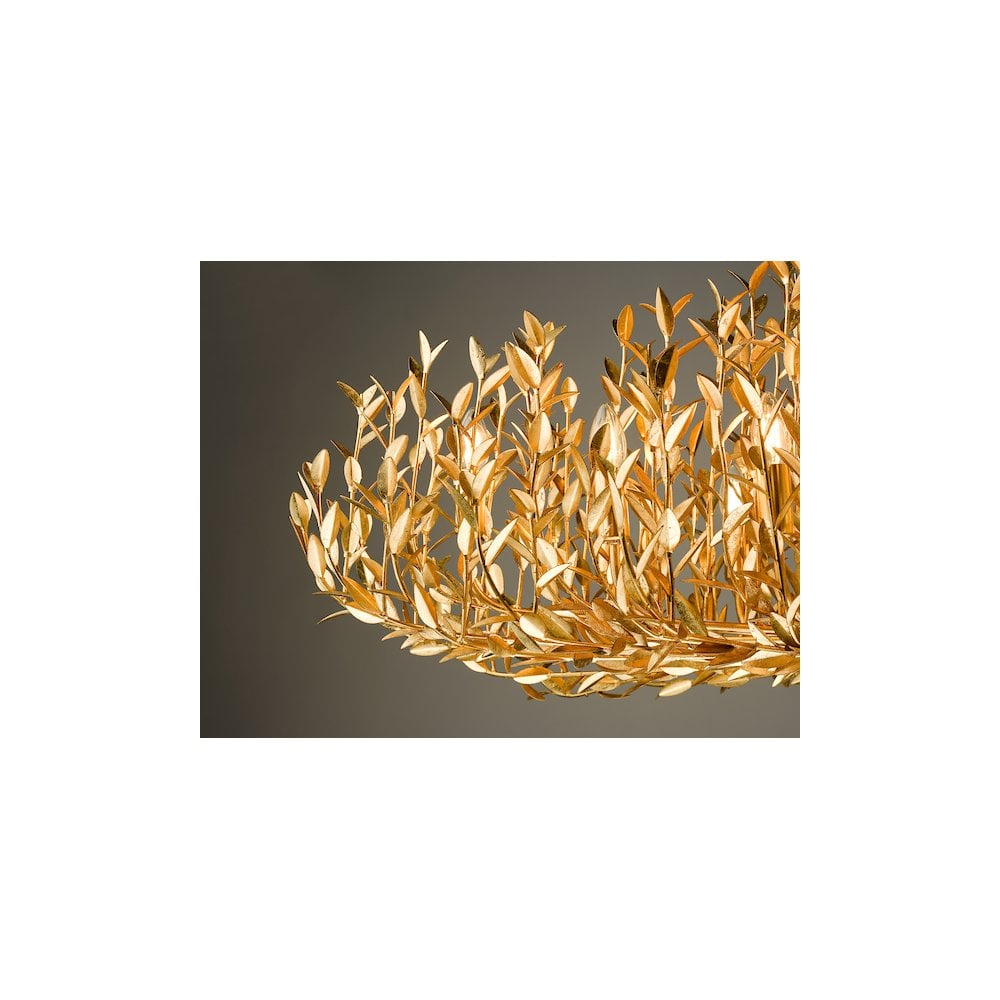 SIL1235 Silvius 12 Light Oval Pendant Gold Leaf