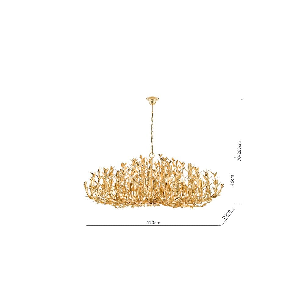SIL1235 Silvius 12 Light Oval Pendant Gold Leaf