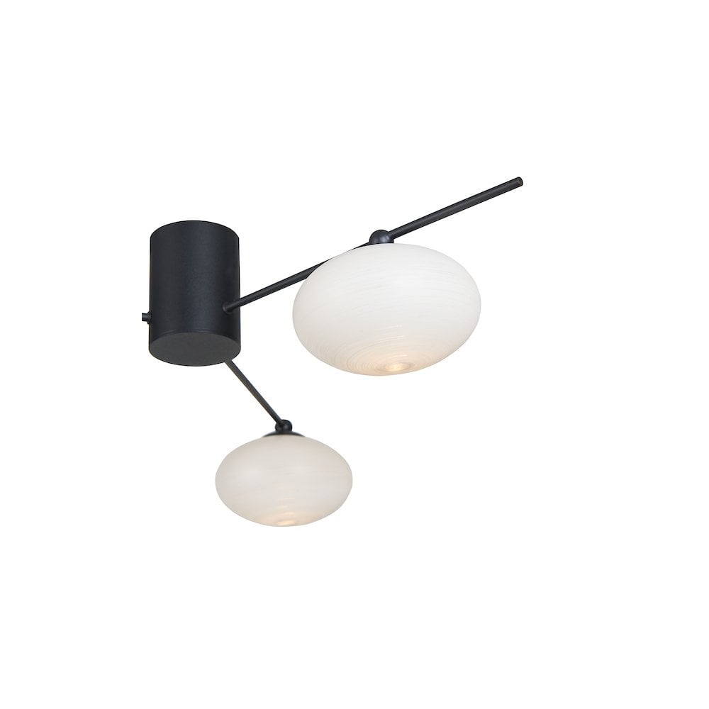 JAS5322 Jasper 3 Light Semi Flush Matt Black Opal glass