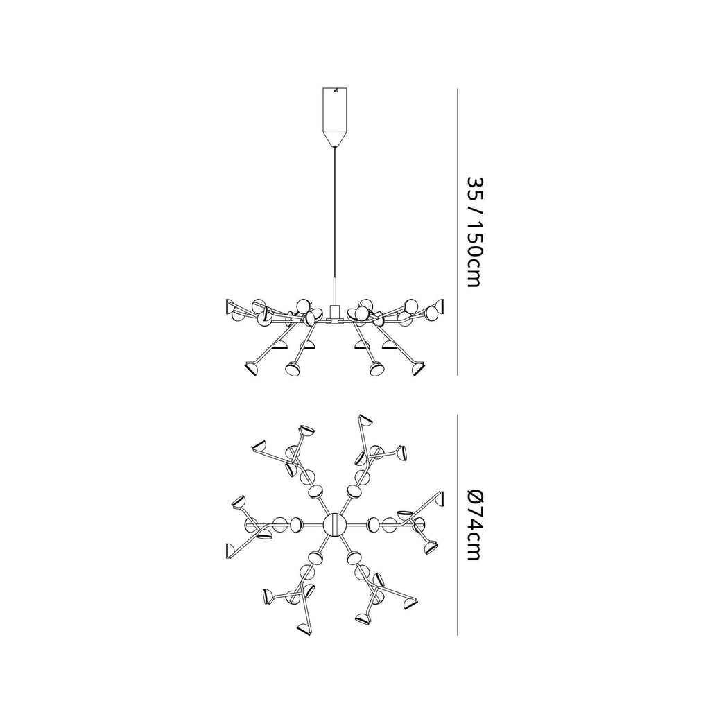 M8651 Adn 36 Light LED Pendant Dimmable White