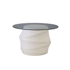M3641 Bambu Outdoor Table 2 Light Opal White/Clear Glass