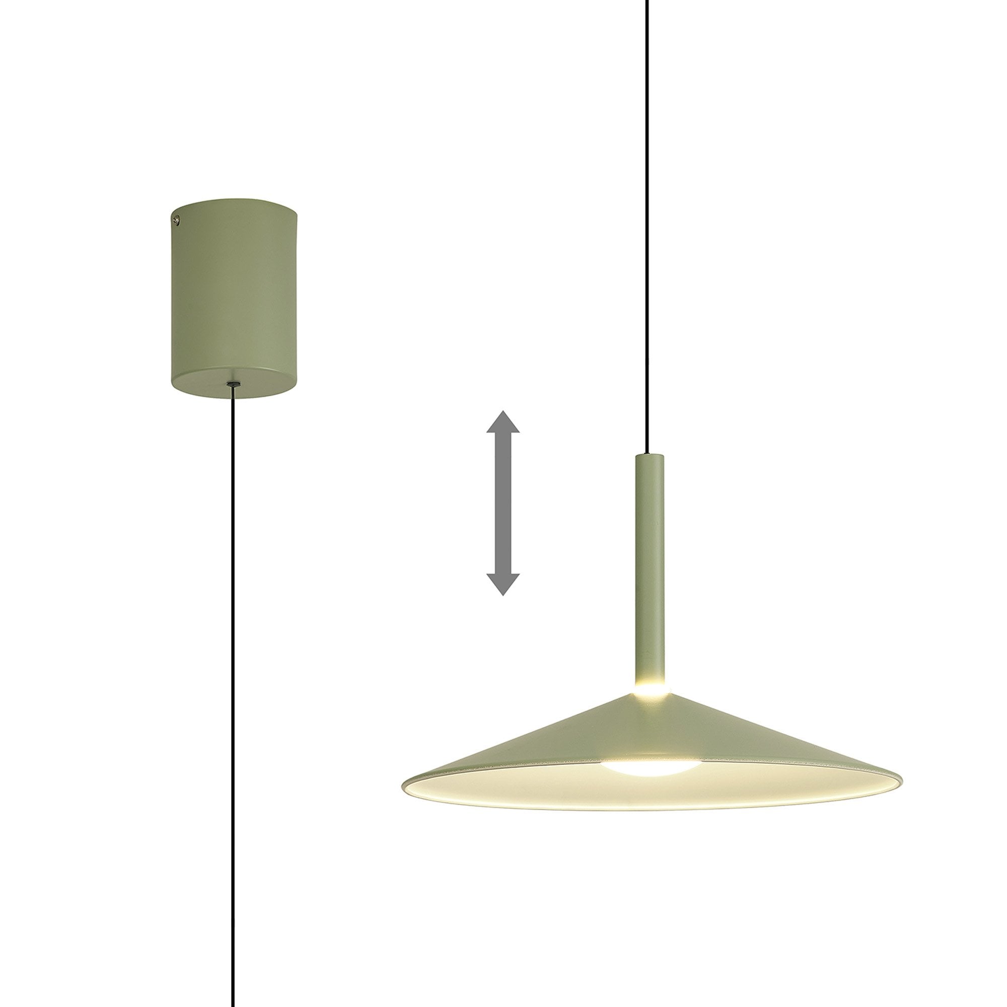 M7899 Calice 32cm Rise And Fall LED Pendant Green/White