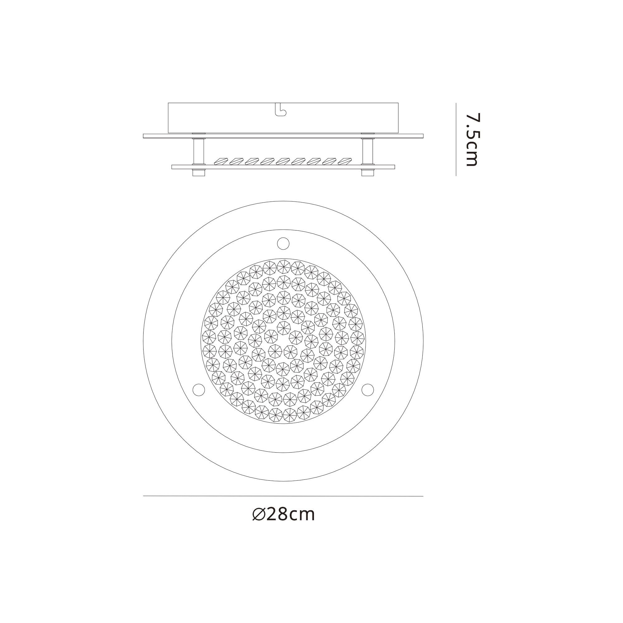 M5090 Cristal LED Flush Light 28cm Round 12W LED 4000K Polished Chrome / Cristal