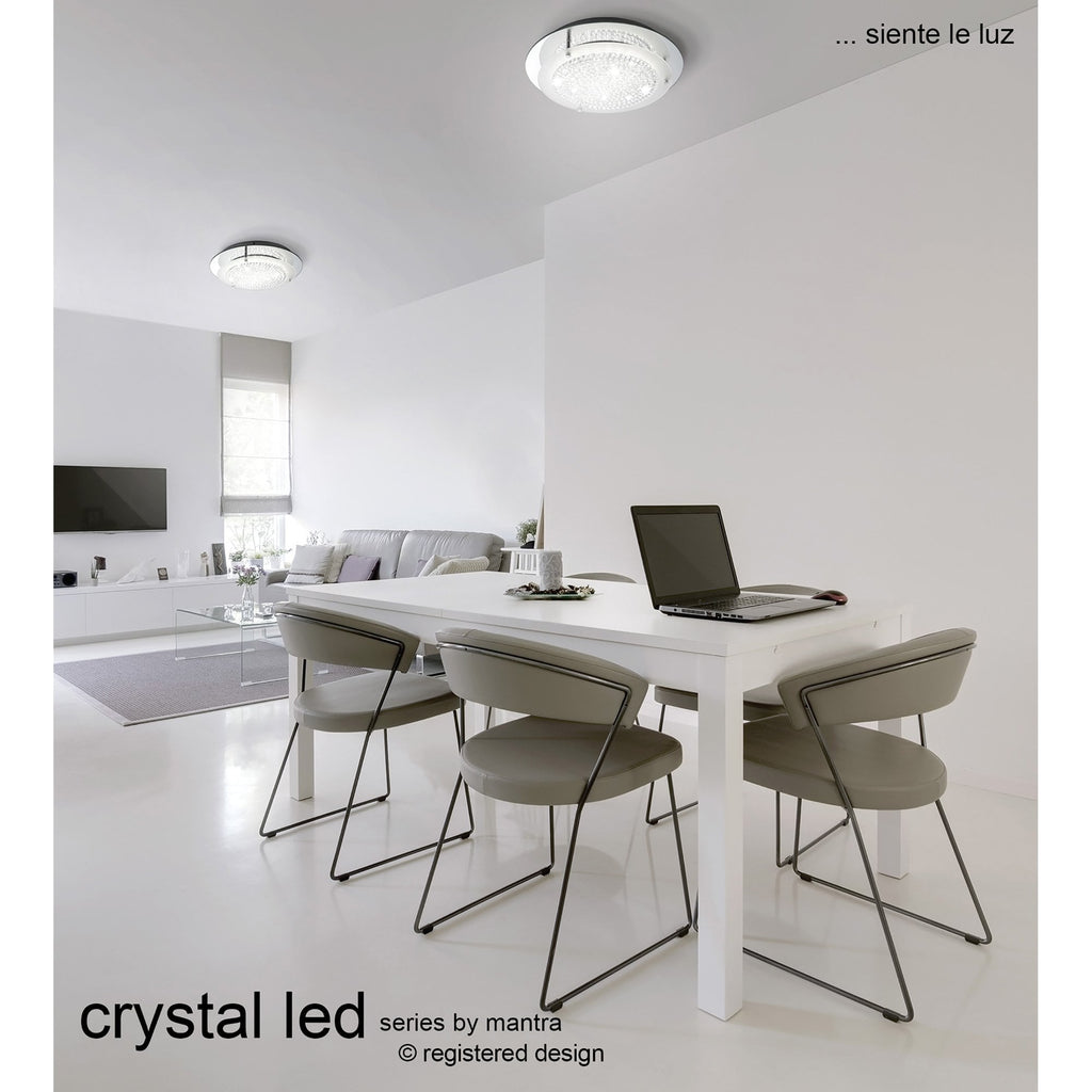 M5090 Cristal LED Flush Light 28cm Round 12W LED 4000K Polished Chrome / Cristal