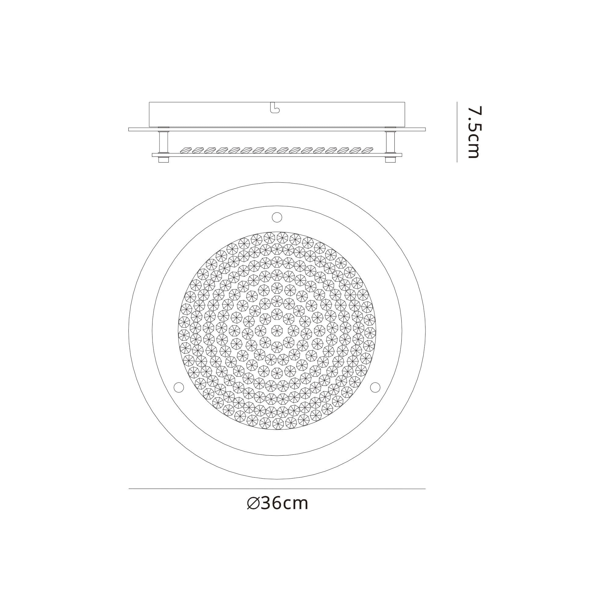 M5091 Cristal LED Flush Light 36cm Round 18W LED 4000K Polished Chrome / Cristal