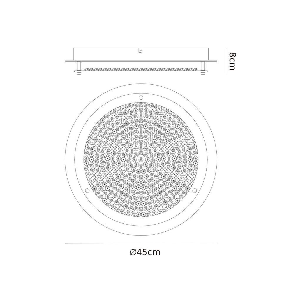 M5092 Cristal LED Flush Light 45cm Round 21W LED 4000K Polished Chrome / Cristal