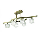 M2357AB/FR Cuadrax Rectangular Telescopic Semi Flush 6 Light G9 Antique Brass/Frosted Glass (0990)