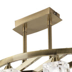 M2357AB/FR Cuadrax Rectangular Telescopic Semi Flush 6 Light G9 Antique Brass/Frosted Glass (0990)