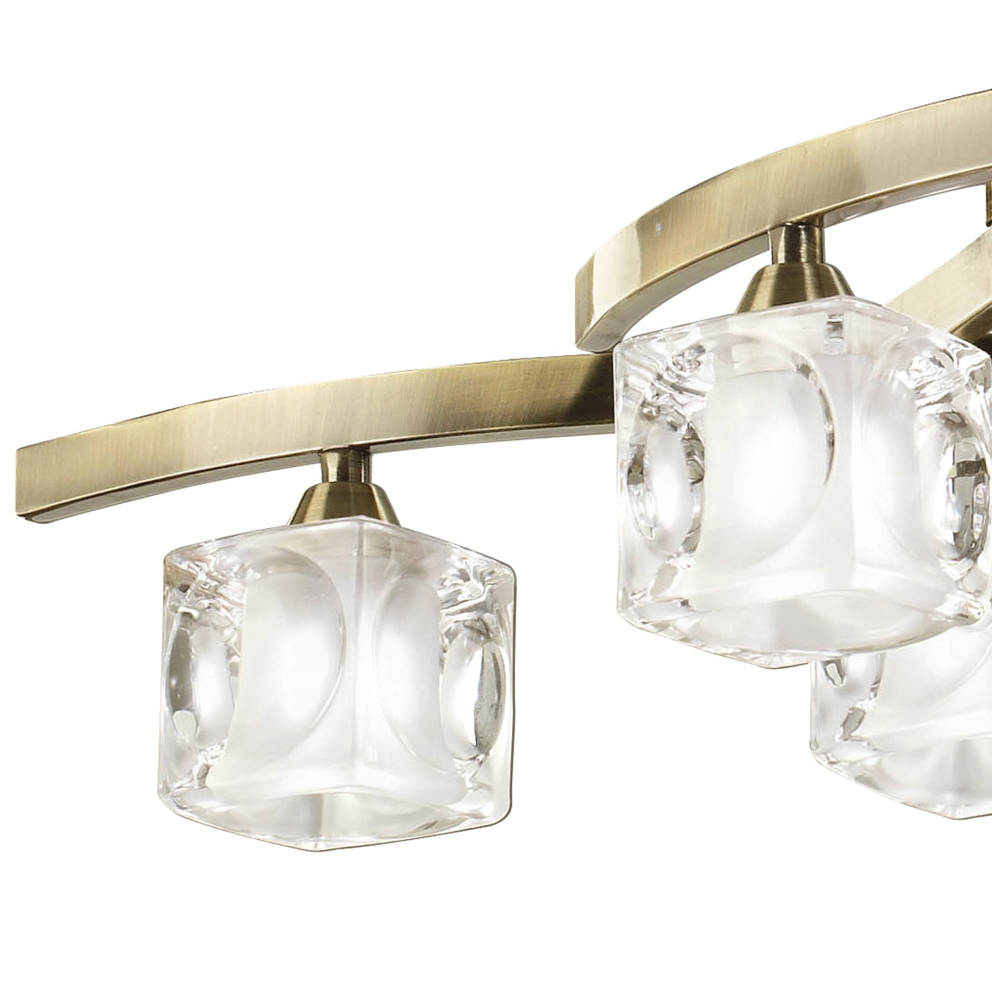 M2357AB/FR Cuadrax Rectangular Telescopic Semi Flush 6 Light G9 Antique Brass/Frosted Glass (0990)