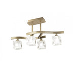 M0967AB/FR Cuadrax Square Semi Flush 4 Light G9 Antique Brass/Frosted Glass (0997)