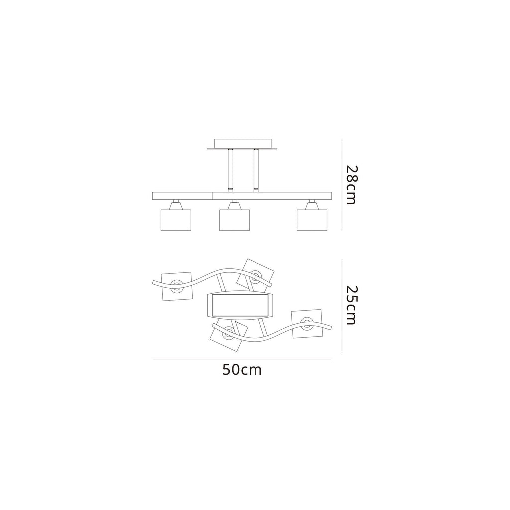 M0967AB/FR Cuadrax Square Semi Flush 4 Light G9 Antique Brass/Frosted Glass (0997)