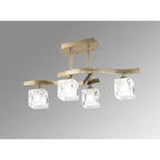 M0967AB/FR Cuadrax Square Semi Flush 4 Light G9 Antique Brass/Frosted Glass (0997)