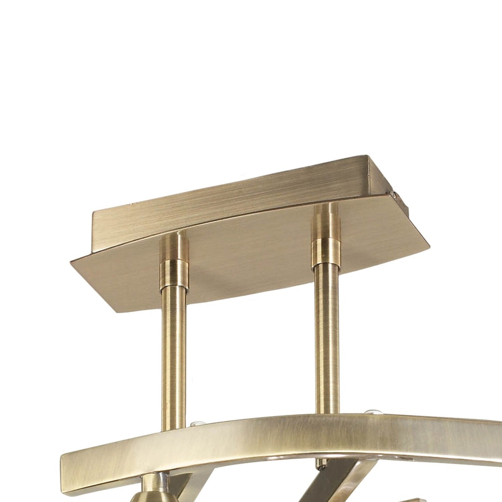 M0967AB/FR Cuadrax Square Semi Flush 4 Light G9 Antique Brass/Frosted Glass (0997)