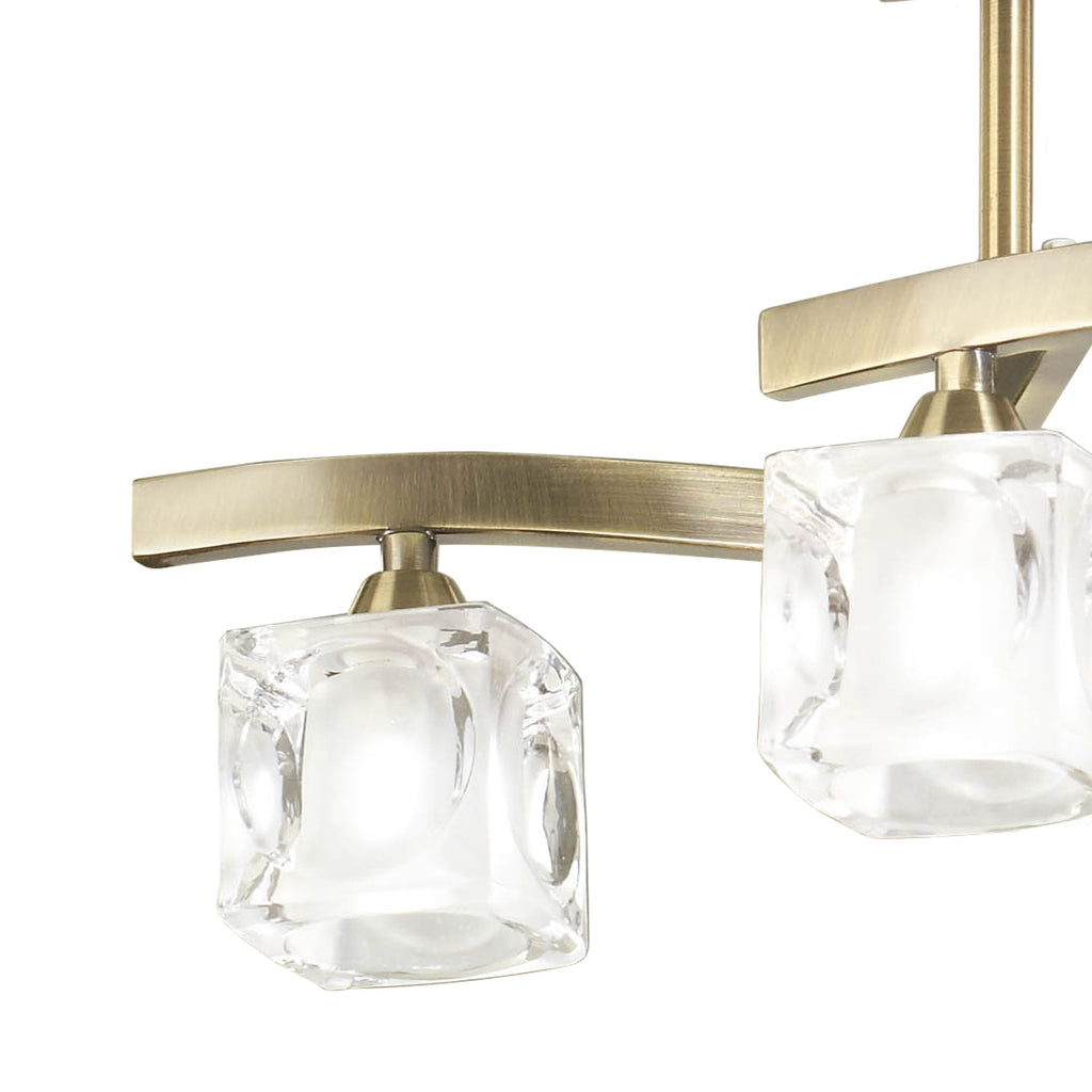 M0967AB/FR Cuadrax Square Semi Flush 4 Light G9 Antique Brass/Frosted Glass (0997)