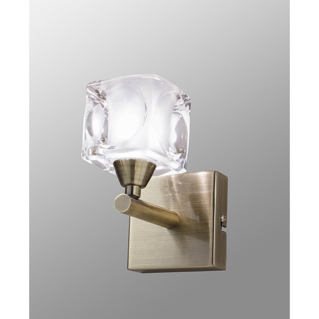 M2363AB/FR Cuadrax Wall 1 Light G9 Antique Brass/Frosted Glass (0992)